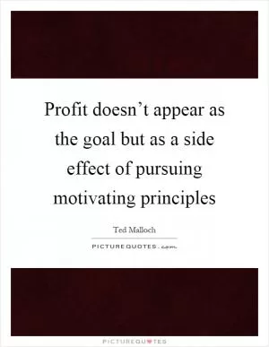 Profit doesn’t appear as the goal but as a side effect of pursuing motivating principles Picture Quote #1