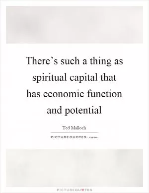 There’s such a thing as spiritual capital that has economic function and potential Picture Quote #1