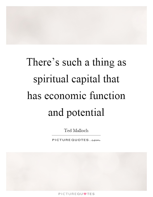 There's such a thing as spiritual capital that has economic function and potential Picture Quote #1
