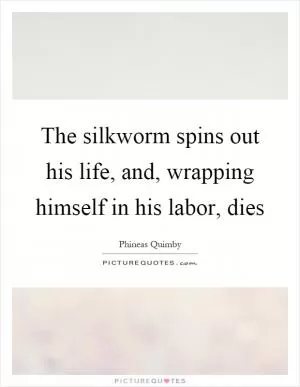 The silkworm spins out his life, and, wrapping himself in his labor, dies Picture Quote #1