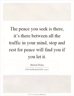 The peace you seek is there, it’s there between all the traffic in your mind, stop and rest for peace will find you if you let it Picture Quote #1