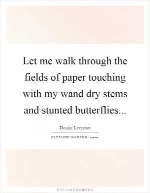 Let me walk through the fields of paper touching with my wand dry stems and stunted butterflies Picture Quote #1