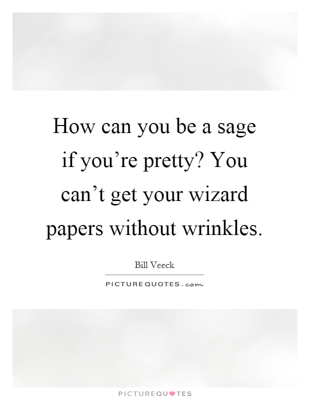How can you be a sage if you're pretty? You can't get your wizard papers without wrinkles Picture Quote #1