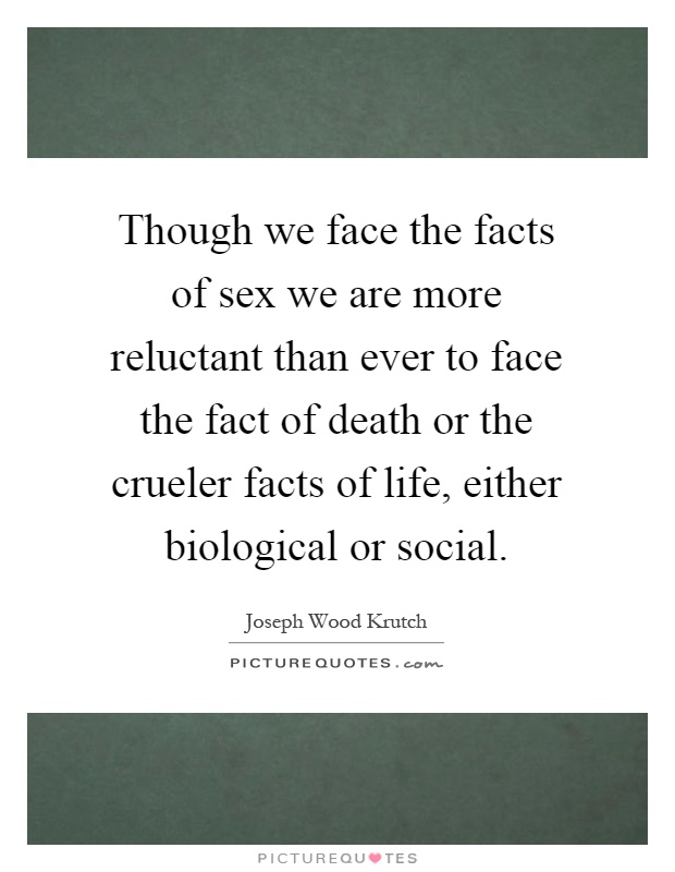 Though we face the facts of sex we are more reluctant than ever to face the fact of death or the crueler facts of life, either biological or social Picture Quote #1