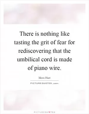 There is nothing like tasting the grit of fear for rediscovering that the umbilical cord is made of piano wire Picture Quote #1