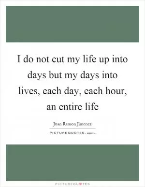 I do not cut my life up into days but my days into lives, each day, each hour, an entire life Picture Quote #1