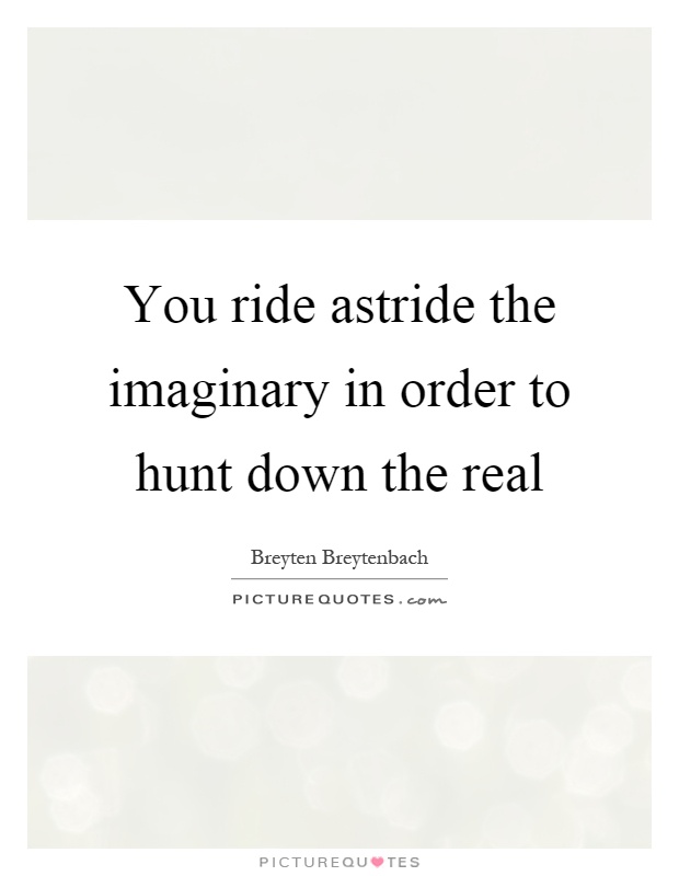 You ride astride the imaginary in order to hunt down the real Picture Quote #1