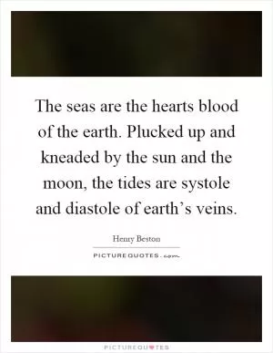 The seas are the hearts blood of the earth. Plucked up and kneaded by the sun and the moon, the tides are systole and diastole of earth’s veins Picture Quote #1