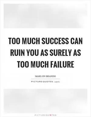 Too much success can ruin you as surely as too much failure Picture Quote #1