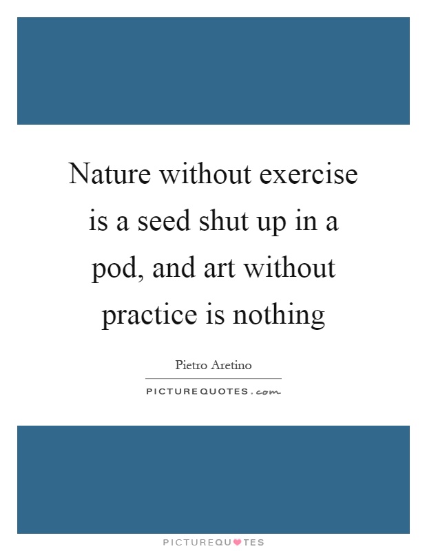 Nature without exercise is a seed shut up in a pod, and art without practice is nothing Picture Quote #1