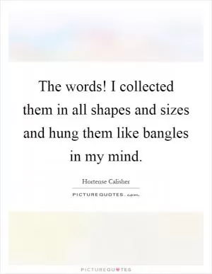 The words! I collected them in all shapes and sizes and hung them like bangles in my mind Picture Quote #1