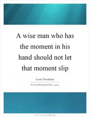 A wise man who has the moment in his hand should not let that moment slip Picture Quote #1