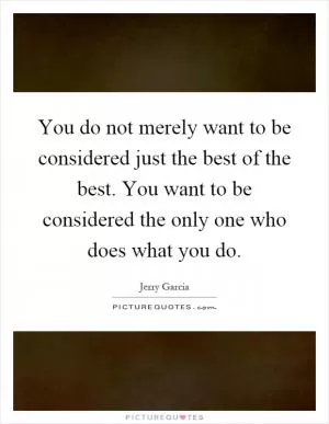 You do not merely want to be considered just the best of the best. You want to be considered the only one who does what you do Picture Quote #1