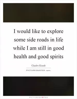 I would like to explore some side roads in life while I am still in good health and good spirits Picture Quote #1
