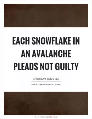 Each snowflake in an avalanche pleads not guilty Picture Quote #1