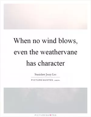 When no wind blows, even the weathervane has character Picture Quote #1