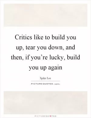 Critics like to build you up, tear you down, and then, if you’re lucky, build you up again Picture Quote #1