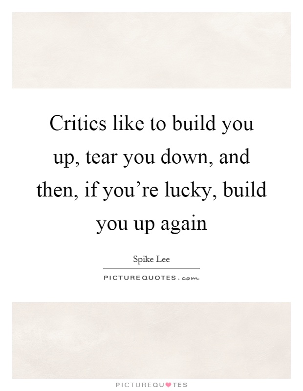 Critics like to build you up, tear you down, and then, if you're lucky, build you up again Picture Quote #1