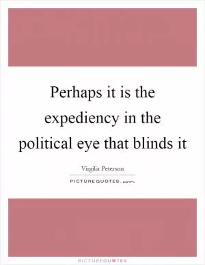 Perhaps it is the expediency in the political eye that blinds it Picture Quote #1