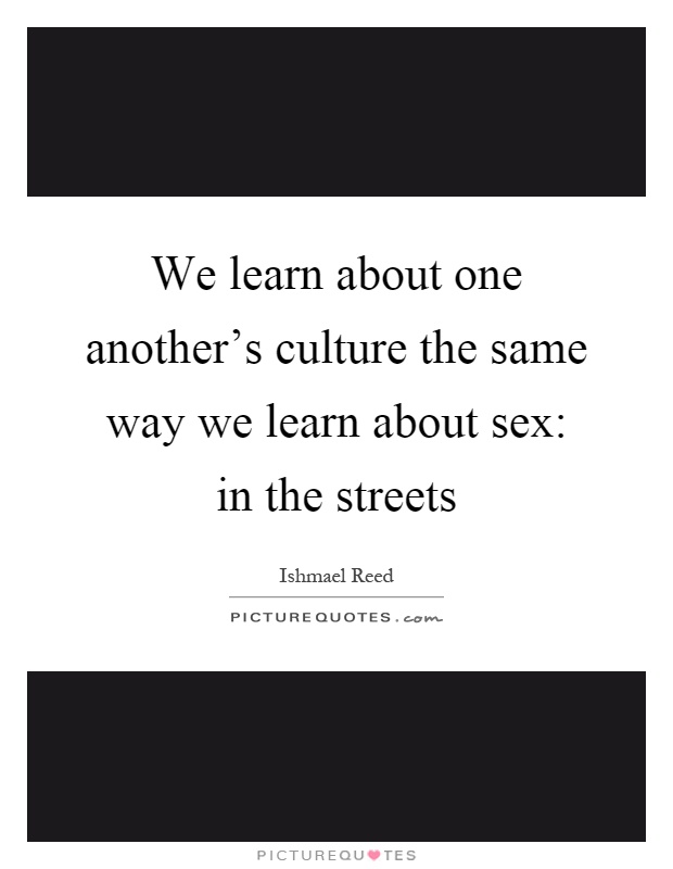 We learn about one another's culture the same way we learn about sex: in the streets Picture Quote #1