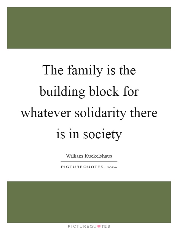 The family is the building block for whatever solidarity there is in society Picture Quote #1