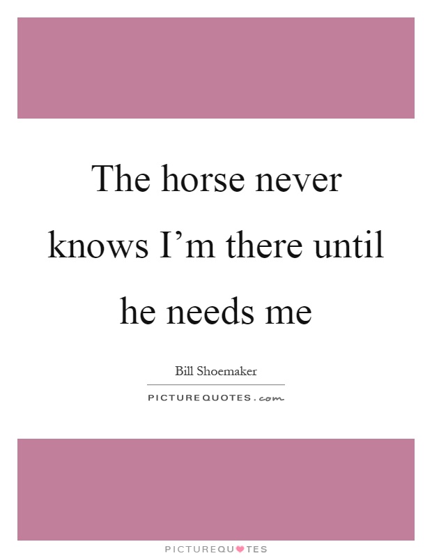 The horse never knows I'm there until he needs me Picture Quote #1