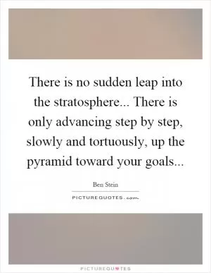 There is no sudden leap into the stratosphere... There is only advancing step by step, slowly and tortuously, up the pyramid toward your goals Picture Quote #1