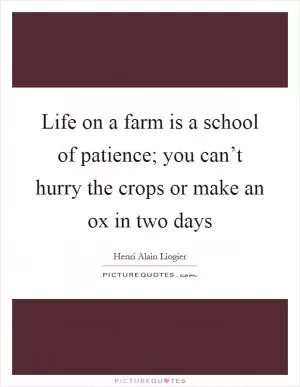Life on a farm is a school of patience; you can’t hurry the crops or make an ox in two days Picture Quote #1