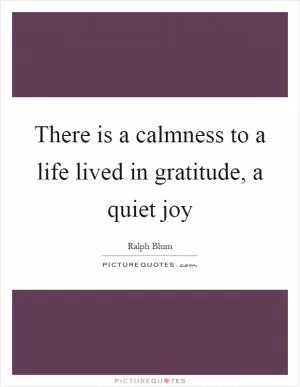 There is a calmness to a life lived in gratitude, a quiet joy Picture Quote #1