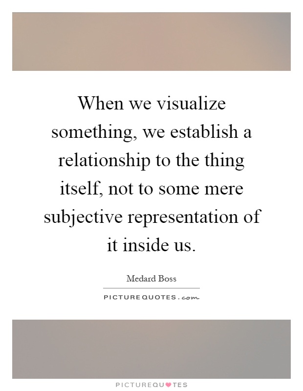 When we visualize something, we establish a relationship to the thing itself, not to some mere subjective representation of it inside us Picture Quote #1