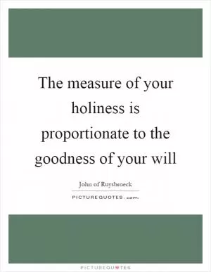 The measure of your holiness is proportionate to the goodness of your will Picture Quote #1