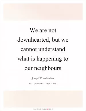 We are not downhearted, but we cannot understand what is happening to our neighbours Picture Quote #1