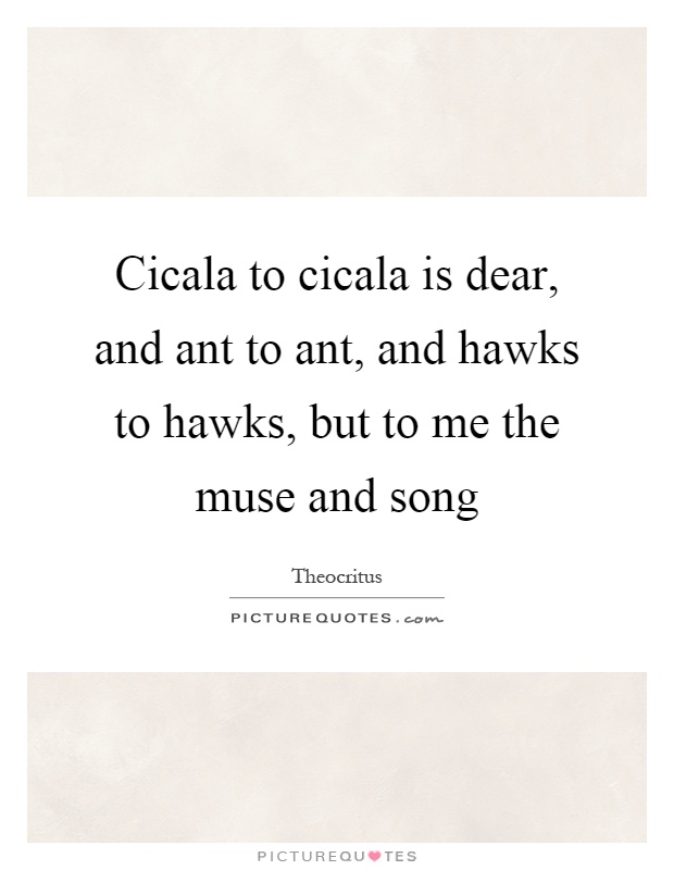 Cicala to cicala is dear, and ant to ant, and hawks to hawks, but to me the muse and song Picture Quote #1