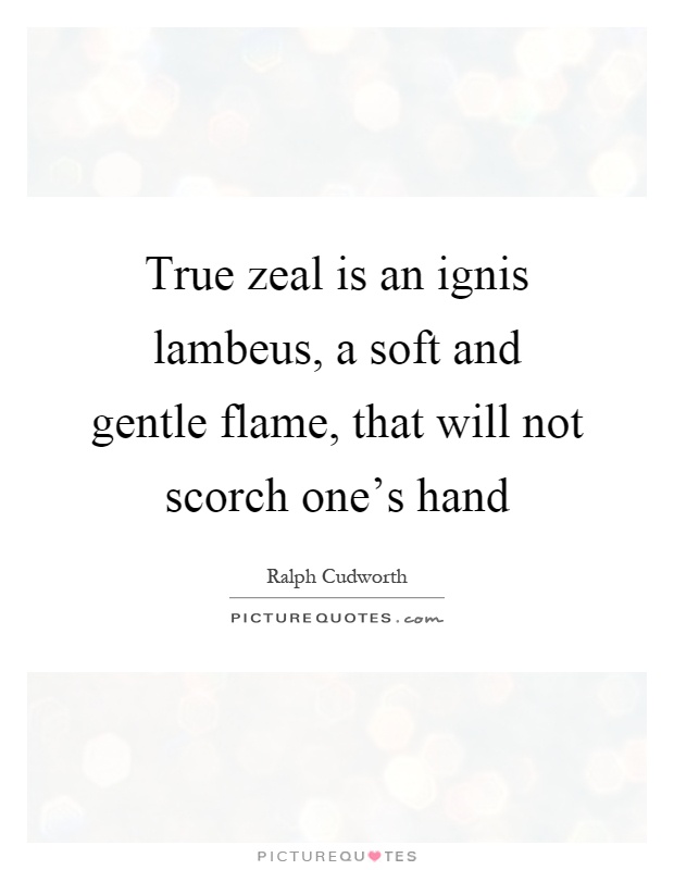 True zeal is an ignis lambeus, a soft and gentle flame, that will not scorch one's hand Picture Quote #1