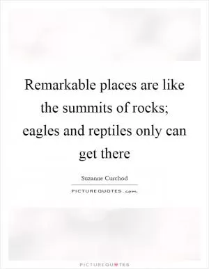 Remarkable places are like the summits of rocks; eagles and reptiles only can get there Picture Quote #1
