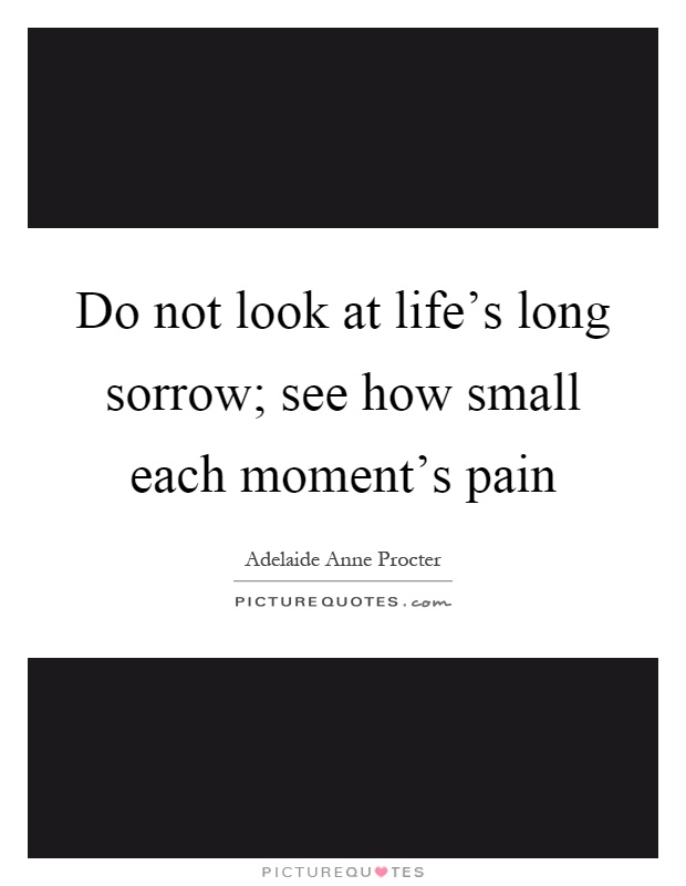 Do not look at life's long sorrow; see how small each moment's pain Picture Quote #1