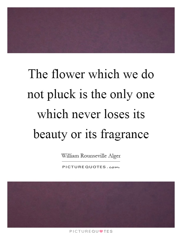 The flower which we do not pluck is the only one which never loses its beauty or its fragrance Picture Quote #1