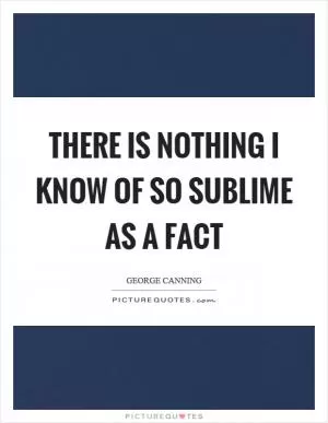 There is nothing I know of so sublime as a fact Picture Quote #1
