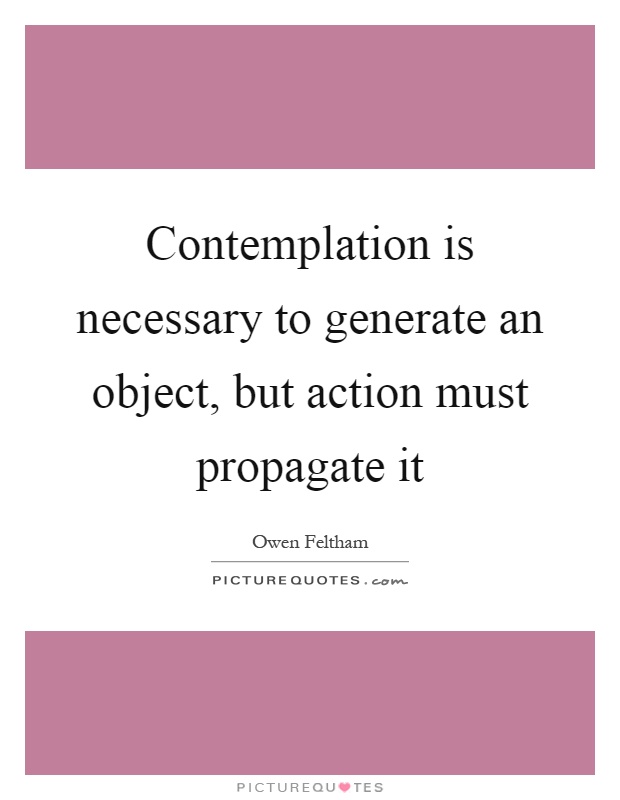 Contemplation is necessary to generate an object, but action must propagate it Picture Quote #1