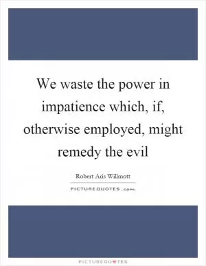 We waste the power in impatience which, if, otherwise employed, might remedy the evil Picture Quote #1