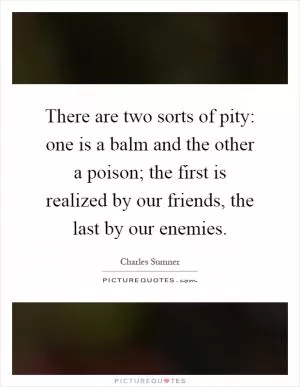 There are two sorts of pity: one is a balm and the other a poison; the first is realized by our friends, the last by our enemies Picture Quote #1