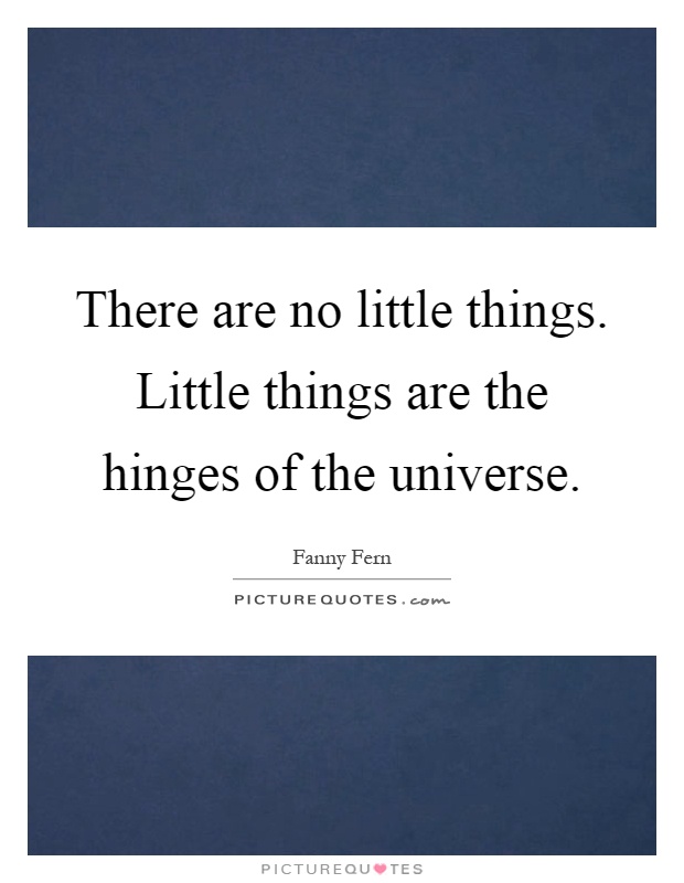 There are no little things. Little things are the hinges of the universe Picture Quote #1