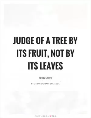 Judge of a tree by its fruit, not by its leaves Picture Quote #1