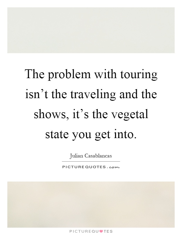 The problem with touring isn't the traveling and the shows, it's the vegetal state you get into Picture Quote #1