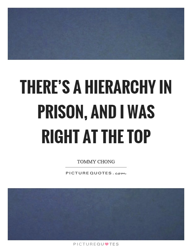 There's a hierarchy in prison, and I was right at the top Picture Quote #1