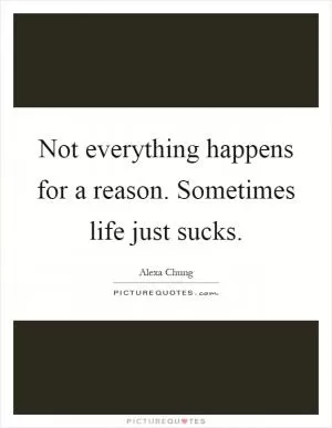 Not everything happens for a reason. Sometimes life just sucks Picture Quote #1