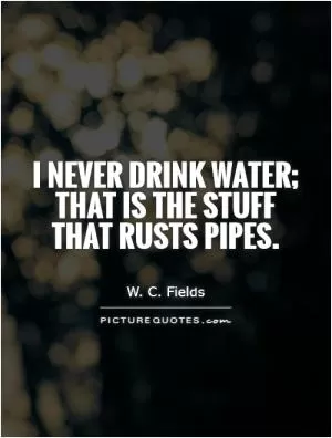 I never drink water; that is the stuff that rusts pipes Picture Quote #1