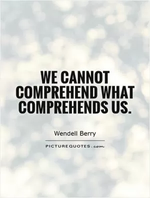 We cannot comprehend what comprehends us Picture Quote #1