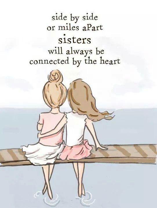 Side by side or miles apart, sisters will always be connected by the heart Picture Quote #1