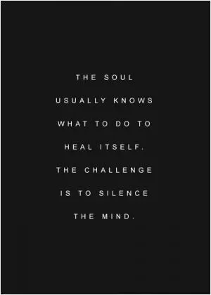 The soul usually knows what to do to heal itself, the challenge is to silence the mind Picture Quote #1